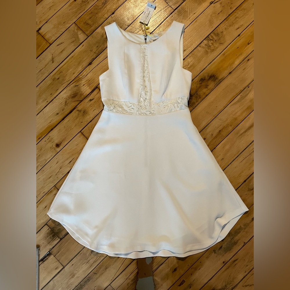 White BCBG Generation Skater Dress Lace Detail